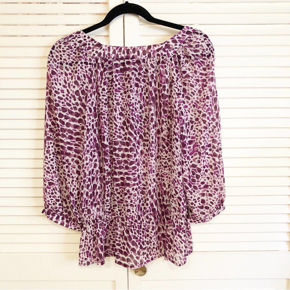 H&M Purple Animal Print Semi Sheer Blouse - Picture 2 of 8